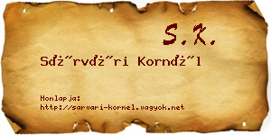 Sárvári Kornél névjegykártya